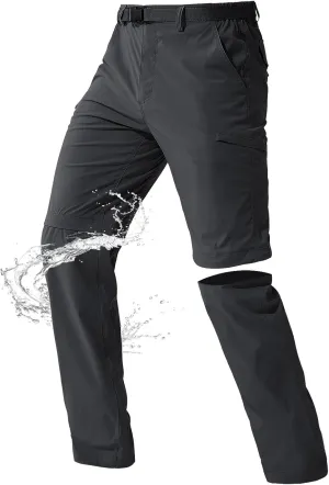 Men's Outdoor Convertible Hiking Pants with Belt Lightweight Quick Dry Tactical Cargo Pants