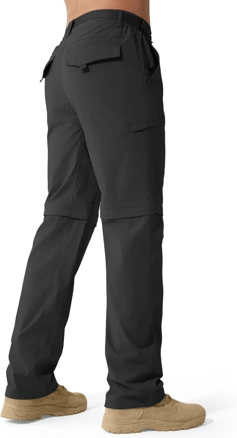 Men's Outdoor Convertible Hiking Pants with Belt Lightweight Quick Dry Tactical Cargo Pants