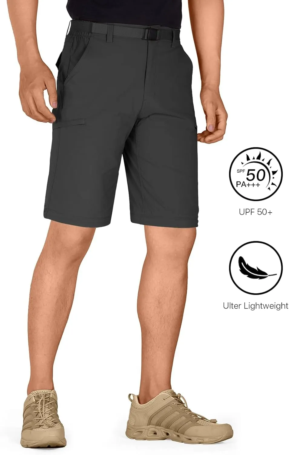 Men's Outdoor Convertible Hiking Pants with Belt Lightweight Quick Dry Tactical Cargo Pants