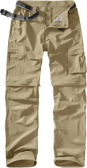 Men's Outdoor Quick Dry Convertible Lightweight Hiking Fishing Zip Off Safari Trousers