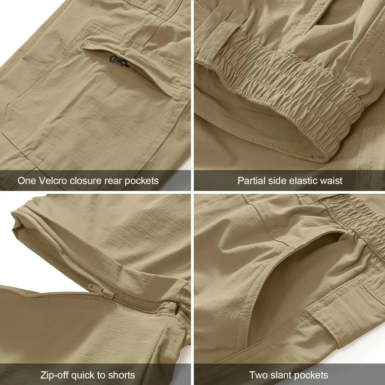 Men's Outdoor Quick Dry Convertible Lightweight Hiking Fishing Zip Off Safari Trousers