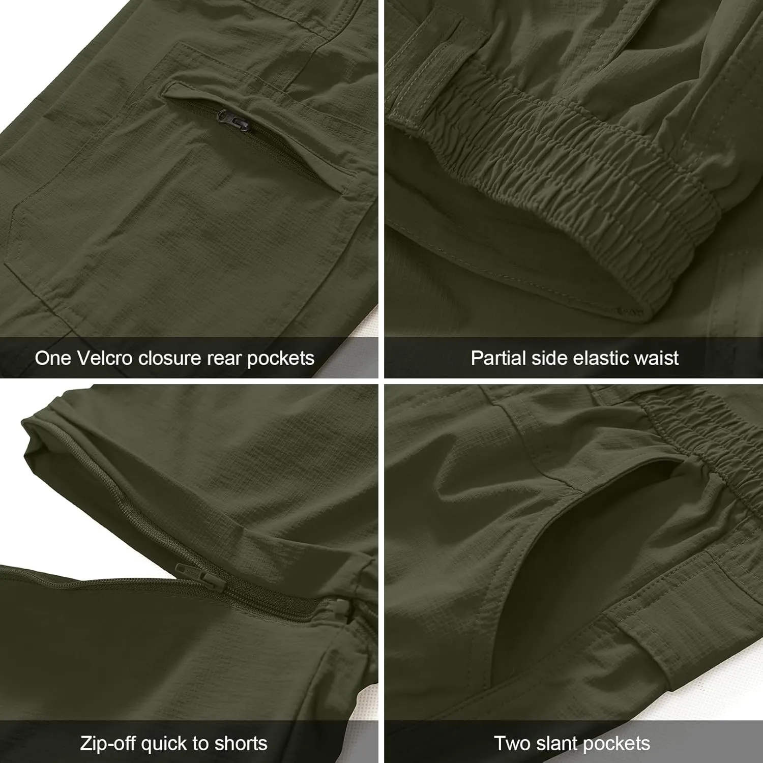 Men's Outdoor Quick Dry Convertible Lightweight Hiking Fishing Zip Off Safari Trousers