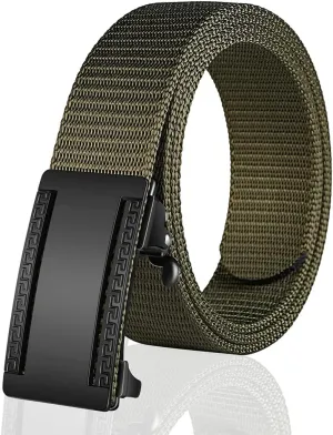 Men's Ratchet Web Belt with 1.3 inch Nylon Automatic Buckle for Casual Wear