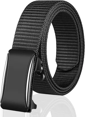 Men's Ratchet Web Belt with 1.3 inch Nylon Automatic Buckle for Casual Wear