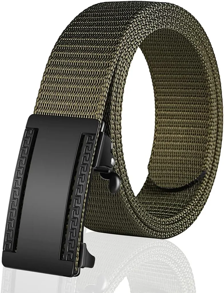 Men's Ratchet Web Belt with 1.3 inch Nylon Automatic Buckle for Casual Wear