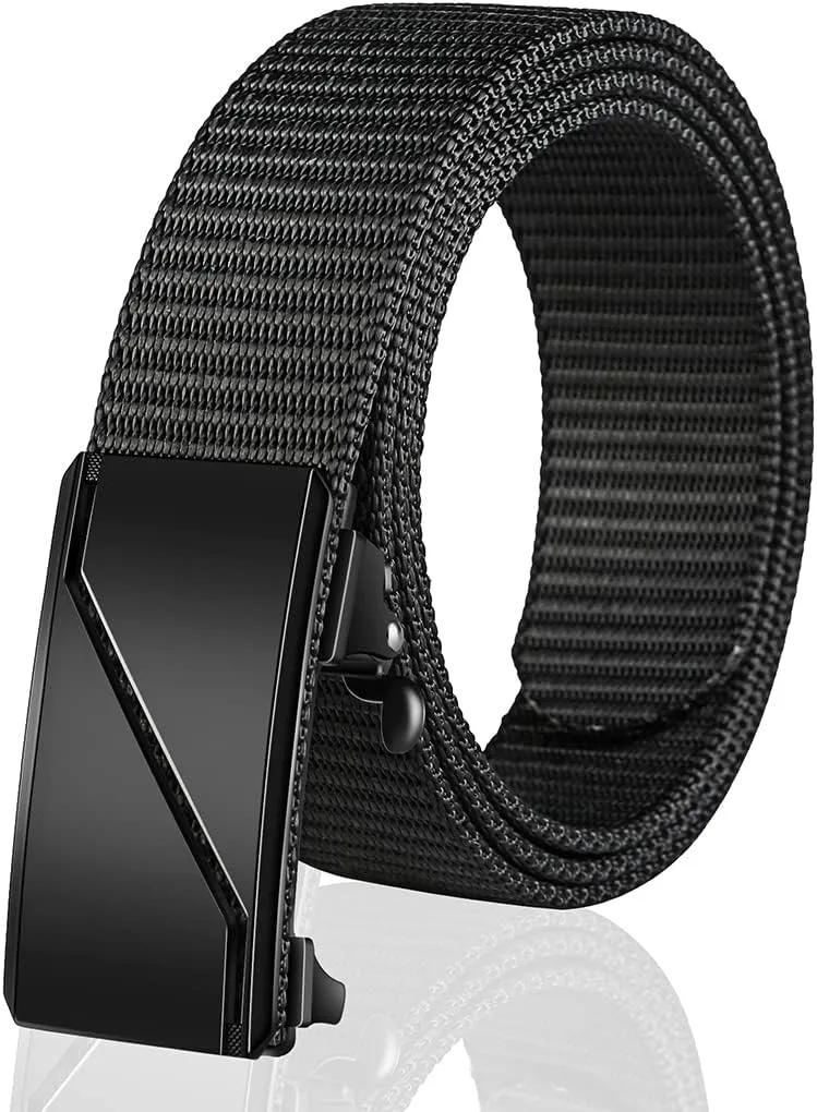 Men's Ratchet Web Belt with 1.3 inch Nylon Automatic Buckle for Casual Wear