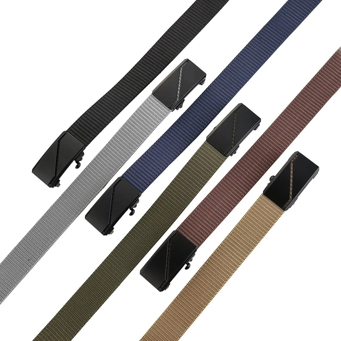 Men's Ratchet Web Belt with 1.3 inch Nylon Automatic Buckle for Casual Wear