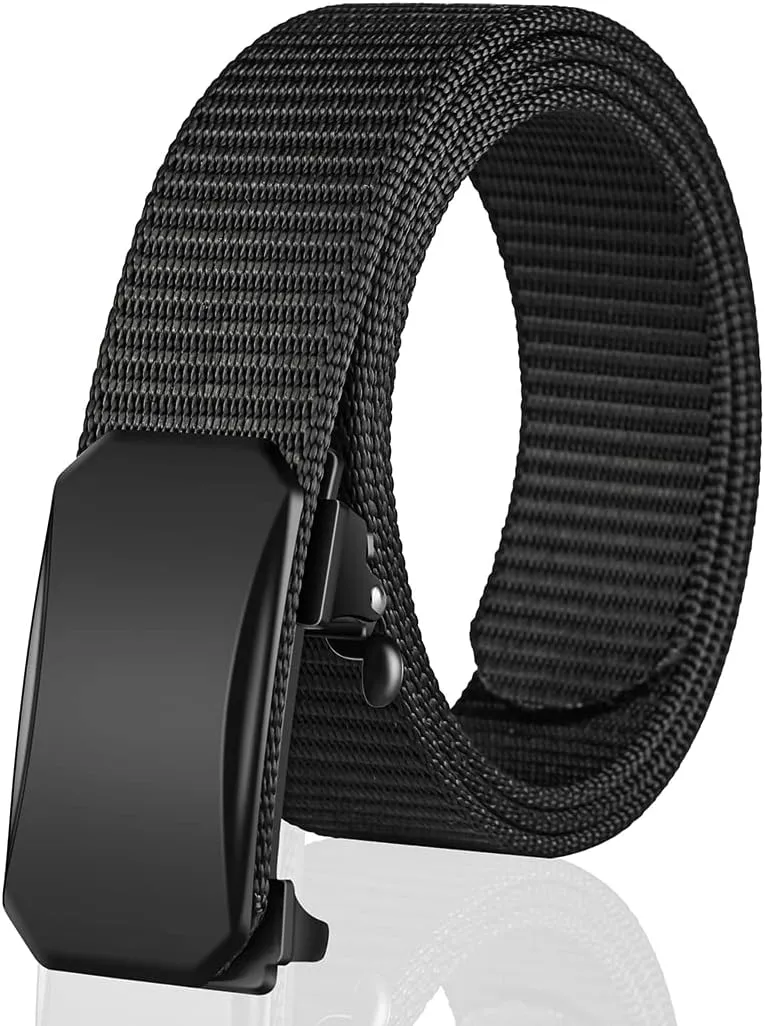 Men's Ratchet Web Belt with 1.3 inch Nylon Automatic Buckle for Casual Wear