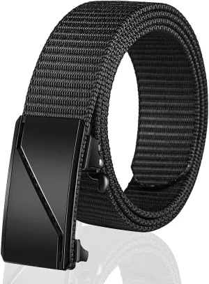 Men's Ratchet Web Belt with 1.3 inch Nylon Automatic Buckle for Casual Wear