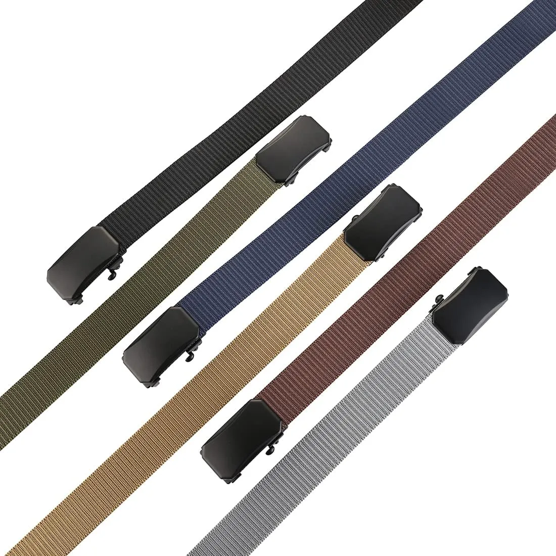 Men's Ratchet Web Belt with 1.3 inch Nylon Automatic Buckle for Casual Wear