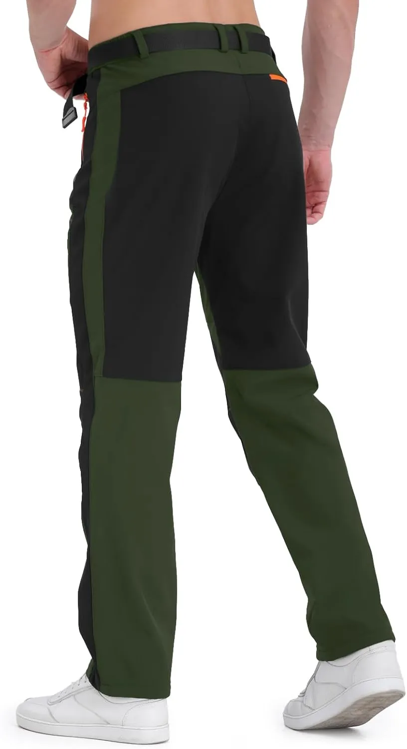 Mens Snow Ski Pants Fleece Lined Hiking Pants Water Resistant Winter Cargo Pants for Camping Fishing Outdoor