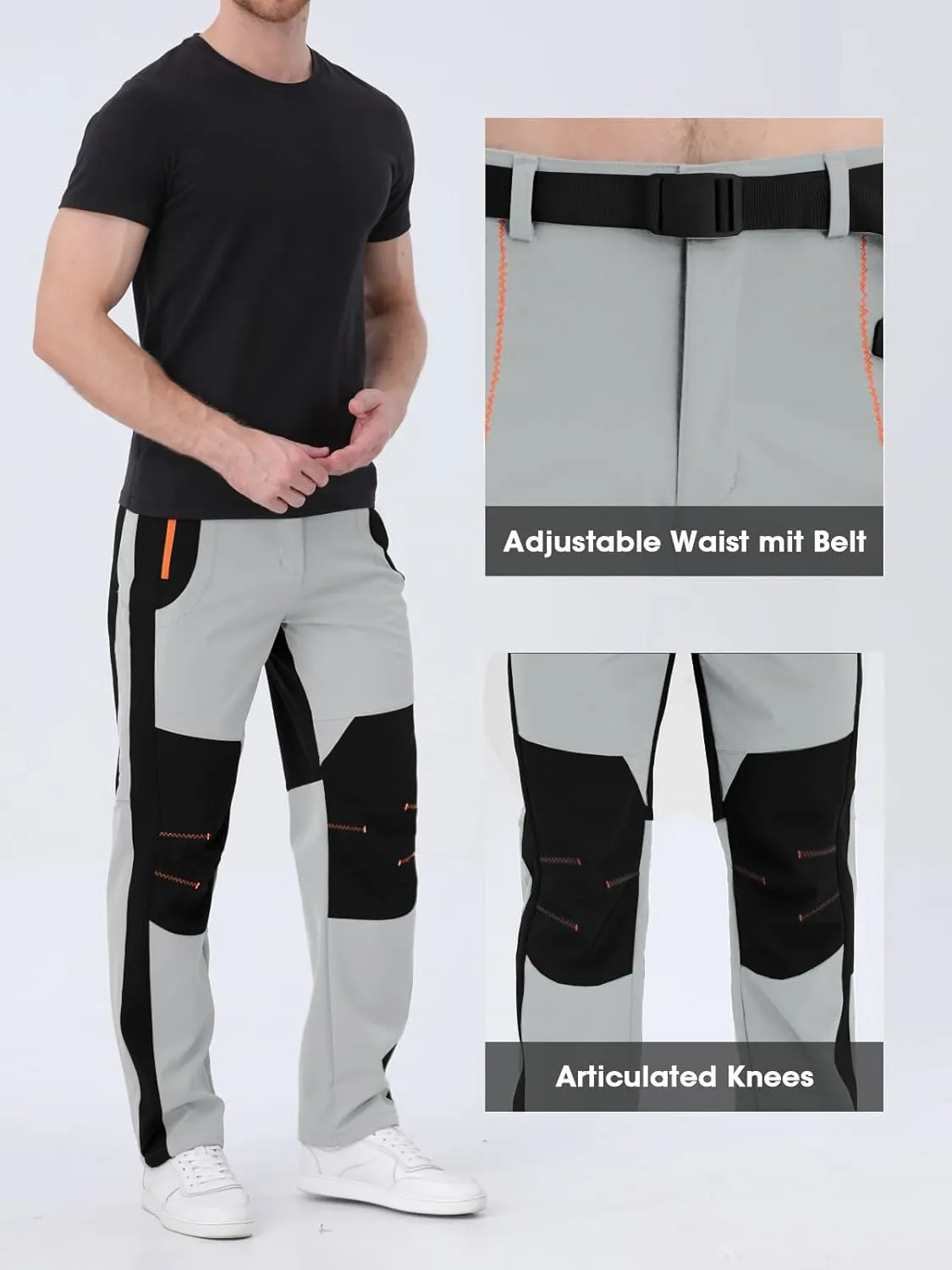 Mens Snow Ski Pants Fleece Lined Hiking Pants Water Resistant Winter Cargo Pants for Camping Fishing Outdoor