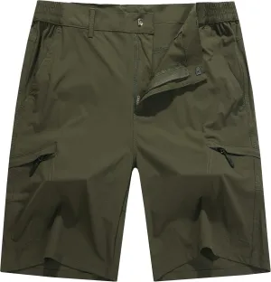 Men's Stretchy Quick Dry Cargo Hiking Shorts Lightweight Work Shorts 6 Pockets for Cycling Travel Camping