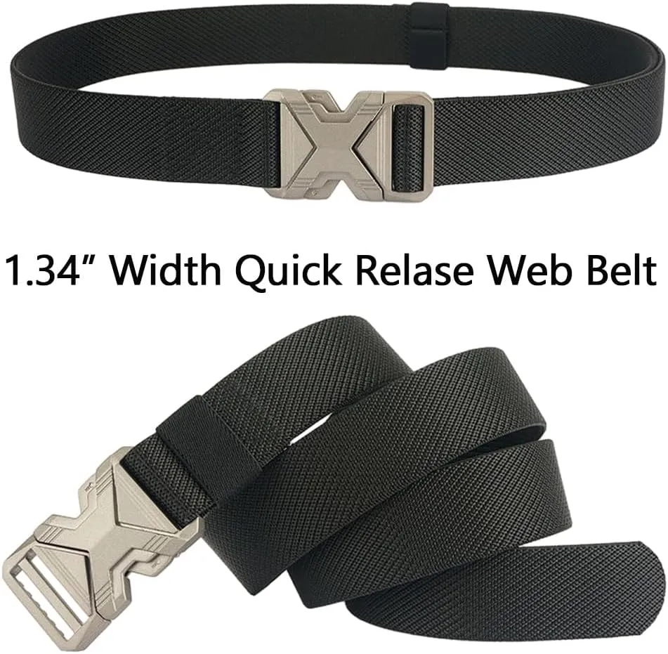 Mens Tactical Belt 1.34" Wide Stretch Elastic Webbing Military Style Golf Belts