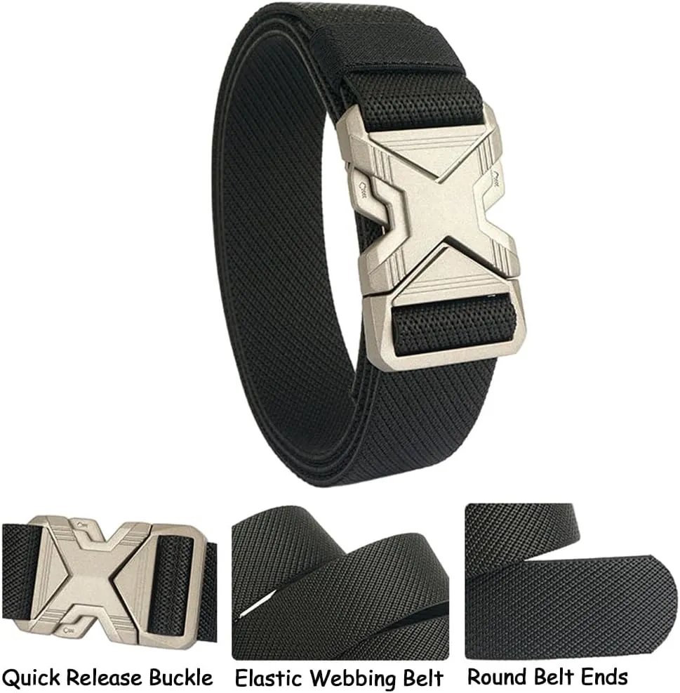 Mens Tactical Belt 1.34" Wide Stretch Elastic Webbing Military Style Golf Belts