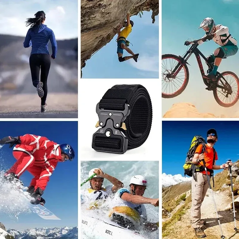 Men's Tactical Nylon Canvas Belt Metal Buckle Outdoor Sport