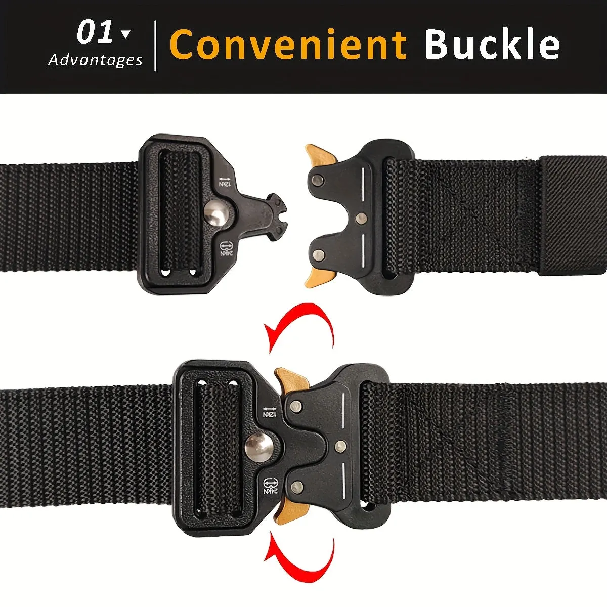 Men's Tactical Nylon Webbing Belt with Quick Release Buckle for Outdoor Use