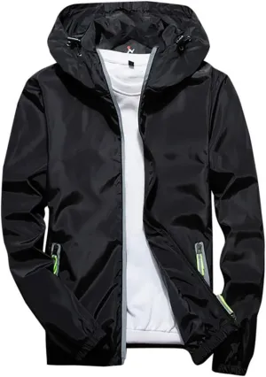 Men's Trench Coat Rain Jacket Windbreaker Lightweight Shell Raincoat With Hood For Golf Hiking Travel, M-7XL