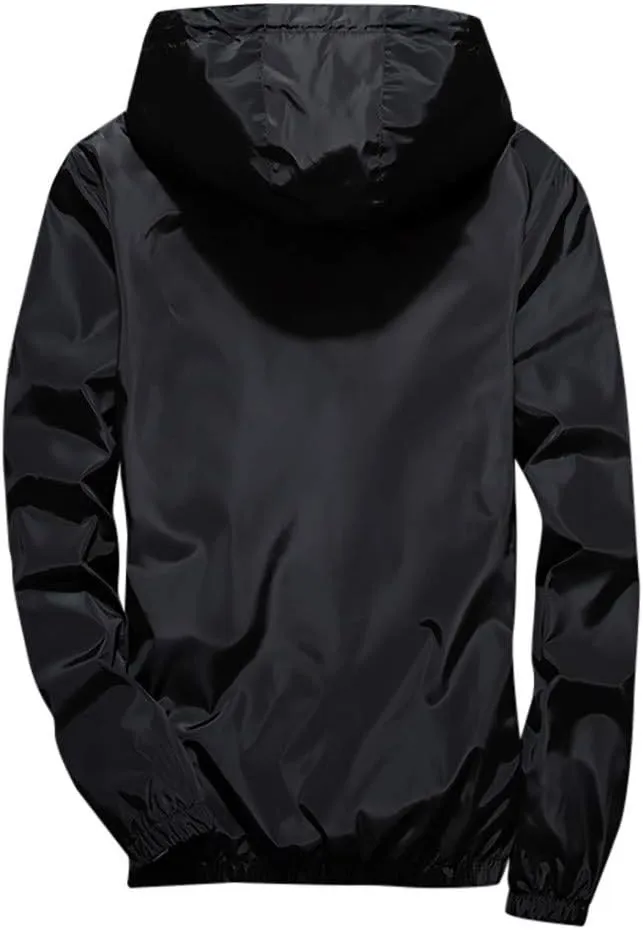 Men's Trench Coat Rain Jacket Windbreaker Lightweight Shell Raincoat With Hood For Golf Hiking Travel, M-7XL