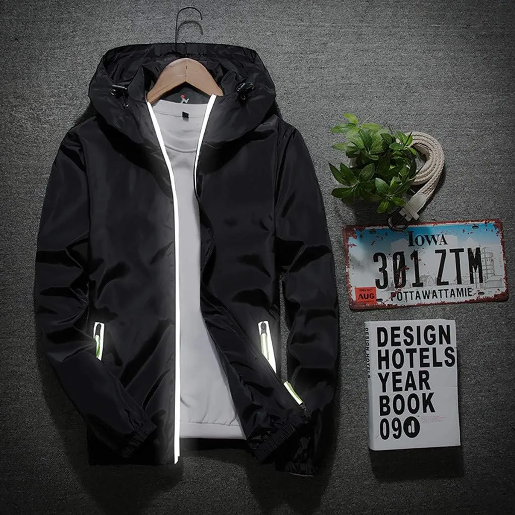 Men's Trench Coat Rain Jacket Windbreaker Lightweight Shell Raincoat With Hood For Golf Hiking Travel, M-7XL