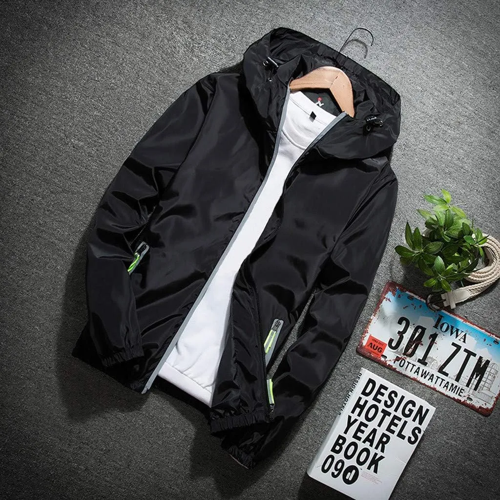 Men's Trench Coat Rain Jacket Windbreaker Lightweight Shell Raincoat With Hood For Golf Hiking Travel, M-7XL