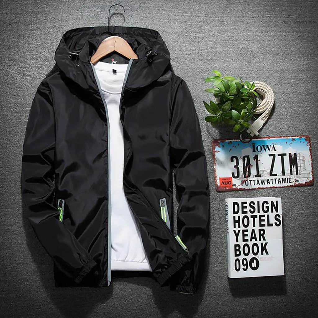Men's Trench Coat Rain Jacket Windbreaker Lightweight Shell Raincoat With Hood For Golf Hiking Travel, M-7XL