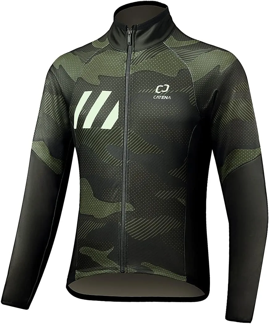 Men's Winter Cycling Jacket Windproof Waterproof Softshell Thermal Fleece Breathable Bike Jersey for Outdoors, Cycling