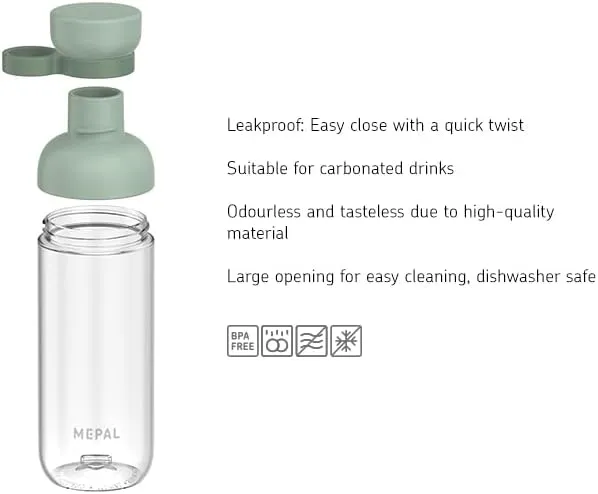 Mepal - Water bottle Vita - Two openings for extra drinking convenience - Refillable drinking bottle - Sports water bottle - 500 ml - Nordic blue