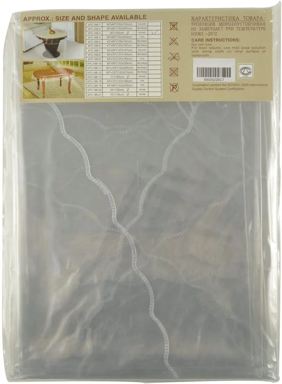 MeritMode Clear Vinyl Tablecloth Protector Rectangle, Decorative Fabric Tablecloth for Dining Tables, Buffet Parties and Camping, 60 * 122 Inches