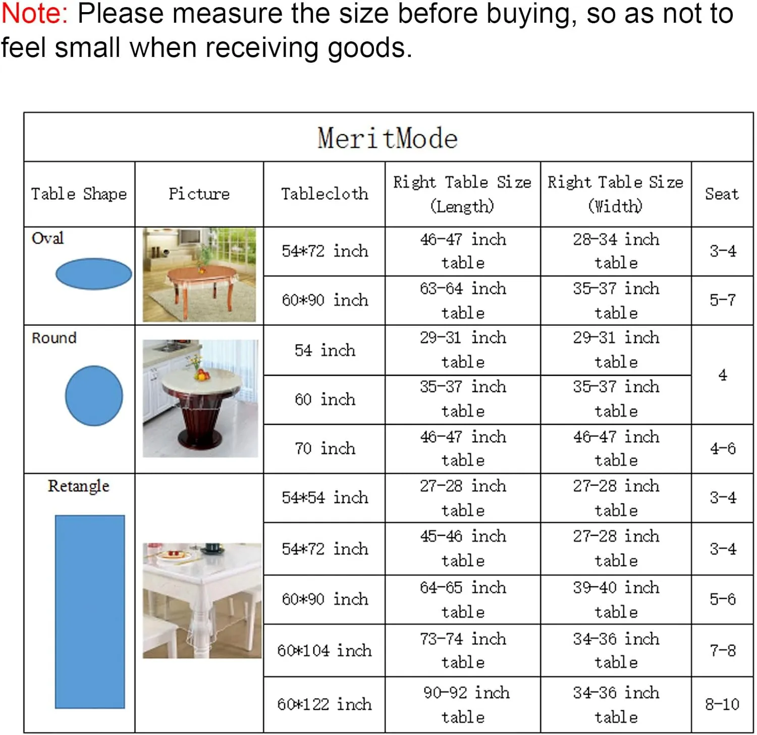 MeritMode Clear Vinyl Tablecloth Protector Rectangle, Decorative Fabric Tablecloth for Dining Tables, Buffet Parties and Camping, 60 * 122 Inches