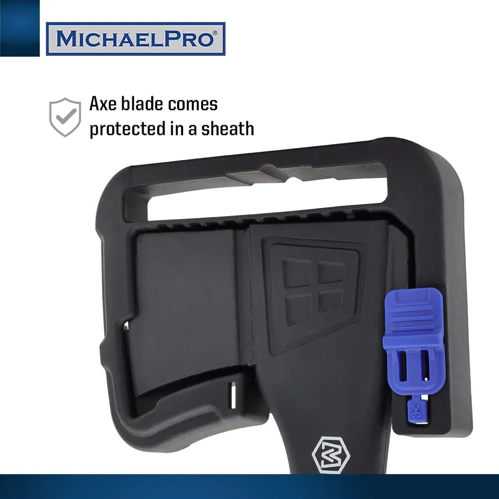 MichaelPro MP004009 9-Inch Camping Hatchet with Weather-Resistant and Shock Absorbing Fiberglass Handle, Protective Carrying Sheath Included
