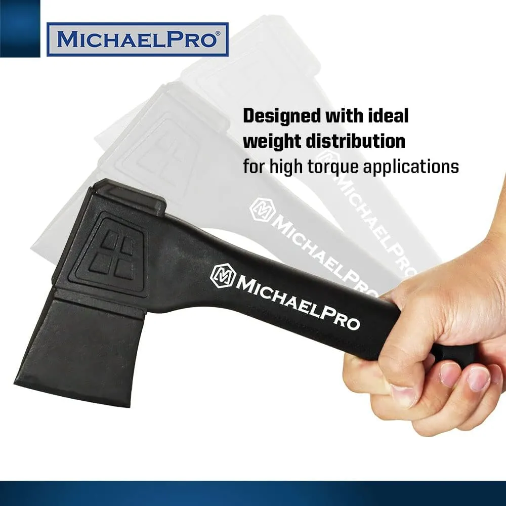 MichaelPro MP004009 9-Inch Camping Hatchet with Weather-Resistant and Shock Absorbing Fiberglass Handle, Protective Carrying Sheath Included