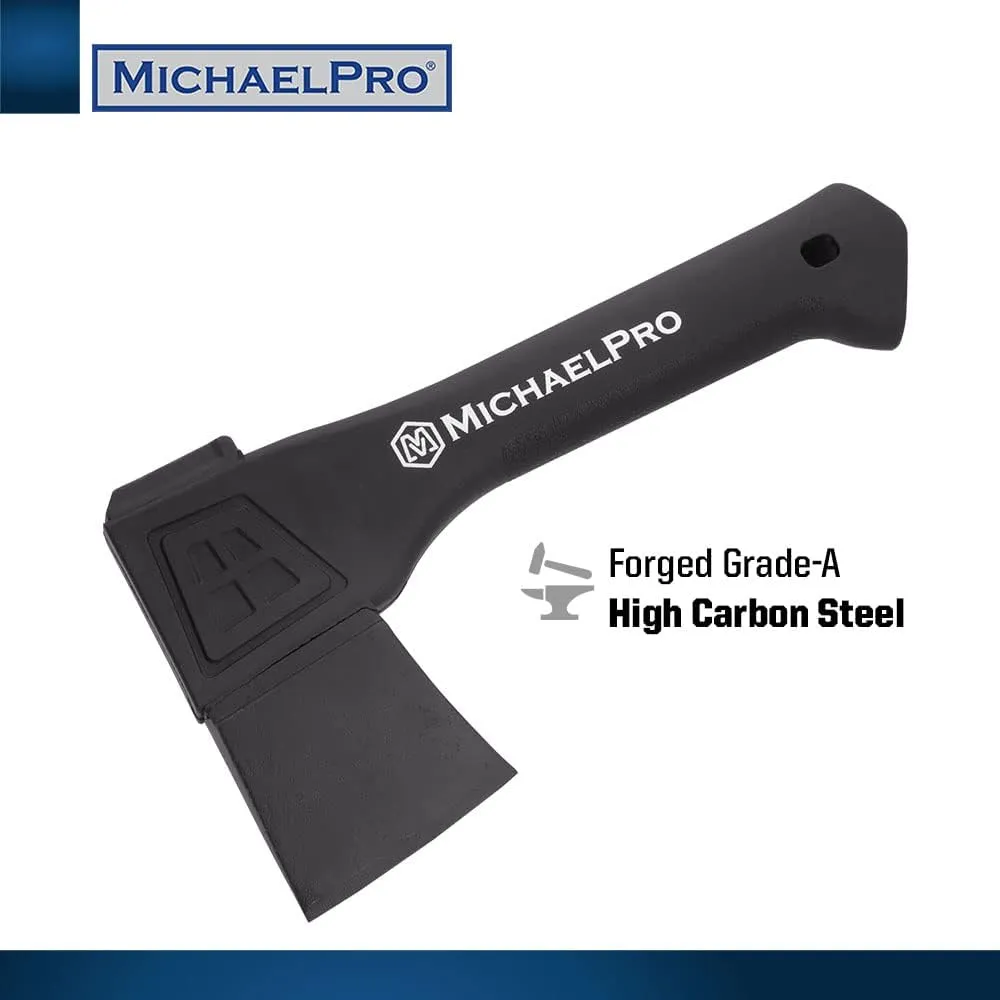 MichaelPro MP004009 9-Inch Camping Hatchet with Weather-Resistant and Shock Absorbing Fiberglass Handle, Protective Carrying Sheath Included
