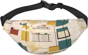Mid Century Modern Men'S And Women'S Waist Pack, Crossbody Bag With Adjustable Belt For Running, Traveling, Sports, Hiking