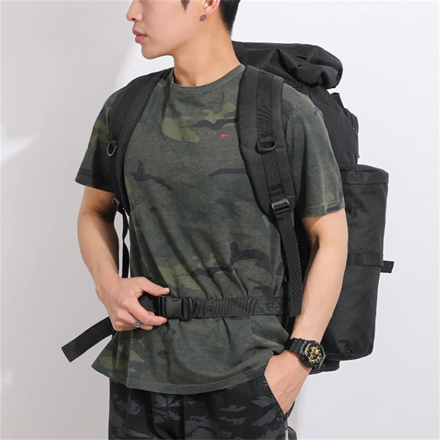 Military Tactical Backpack for Men, 100L Waterproof Camping Hiking Travel Hunting Daypack, Heavy Duty, Adjustable Straps (Green)