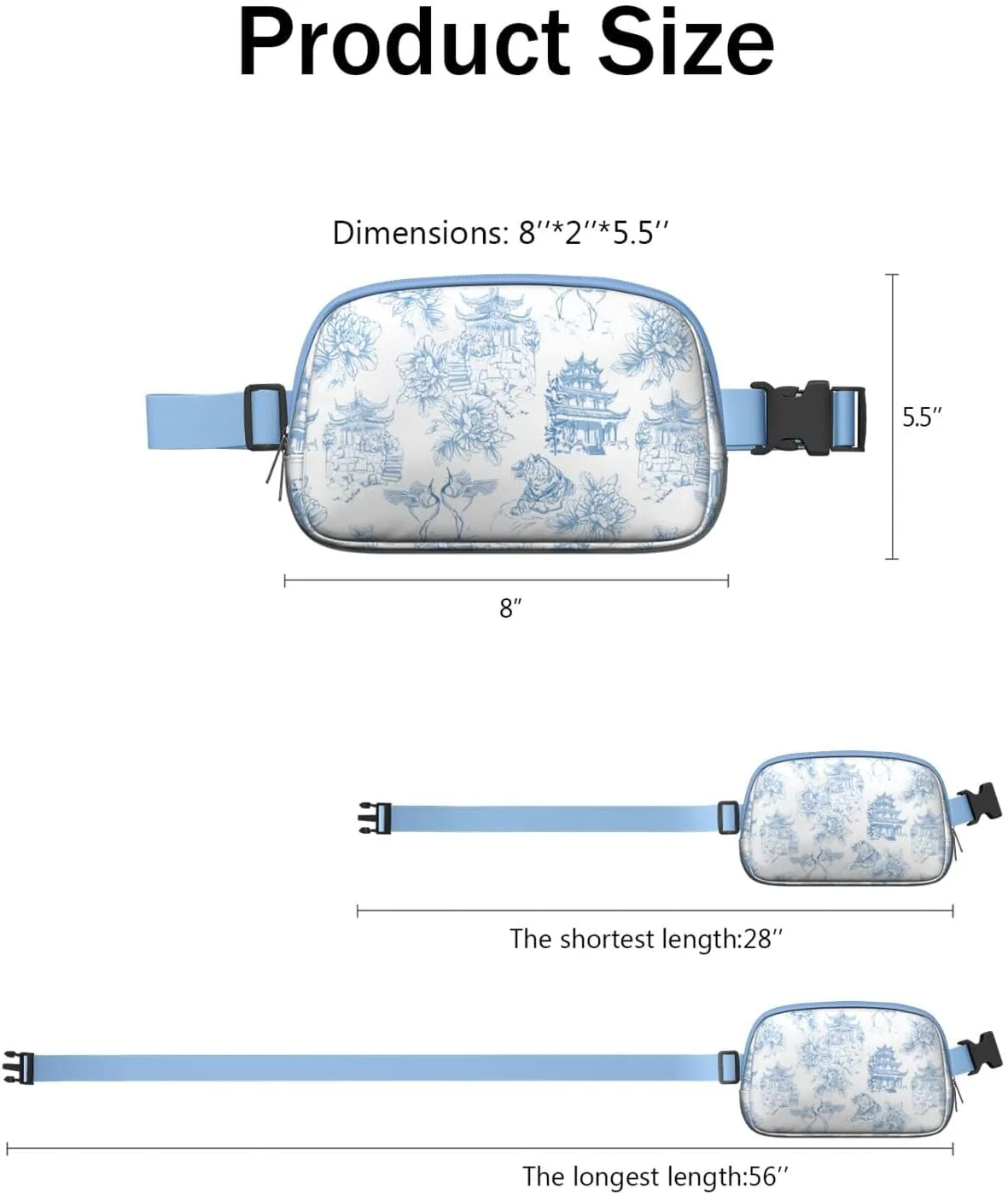 Mini Belt Bag for Men Women Tropical Leaf Floral Waist Packs Crossbody Bags Adjustable Strap for Hiking Cycling Sports