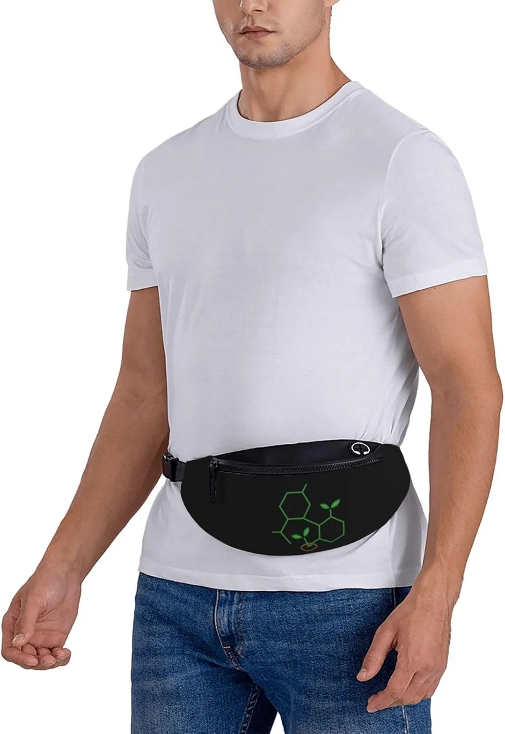 Molecule Cannabis Sprout Unisex Adjustable Leisure Waist Bag Outdoor Sports Running Waist Bag Business Travel Mobile Phone Bag