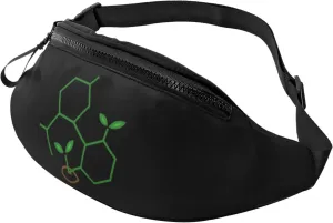 Molecule Cannabis Sprout Unisex Adjustable Leisure Waist Bag Outdoor Sports Running Waist Bag Business Travel Mobile Phone Bag