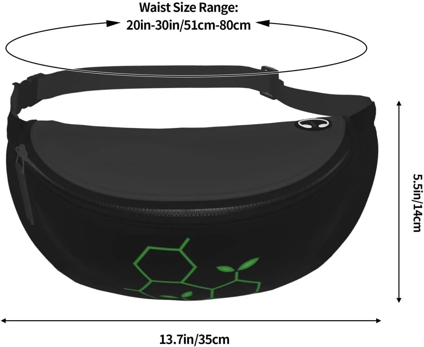 Molecule Cannabis Sprout Unisex Adjustable Leisure Waist Bag Outdoor Sports Running Waist Bag Business Travel Mobile Phone Bag