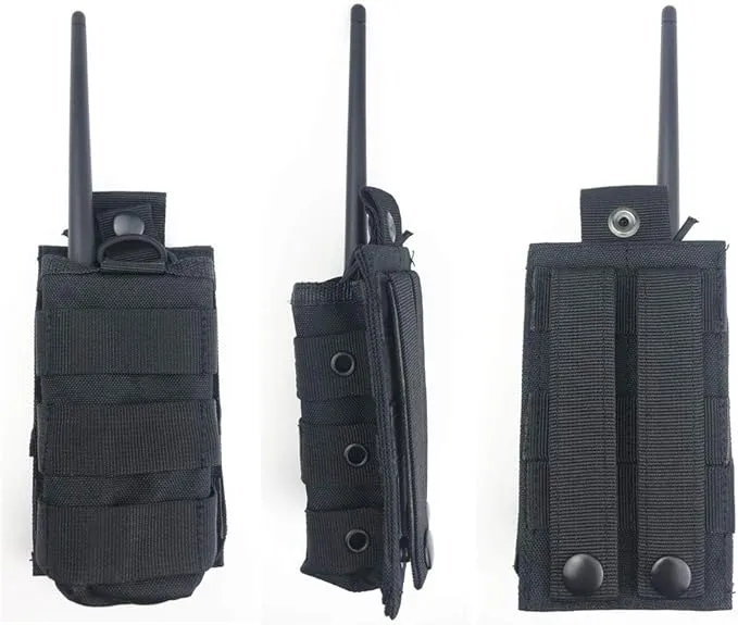 Molle Tactical Universal Radio Nylon Holster Pouch Holder, Military Molle Radio Case Bag Compatible with Baofeng Midland Motorola Walkie talkies
