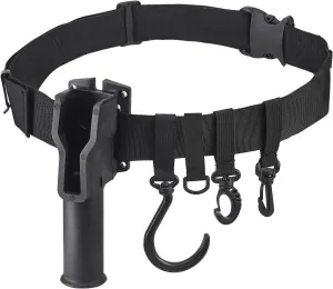 MOOCY Men's Fishing Belt Kit - Adjustable 24-Angle Rod Holder, Pliers & Stringer, Black Nylon