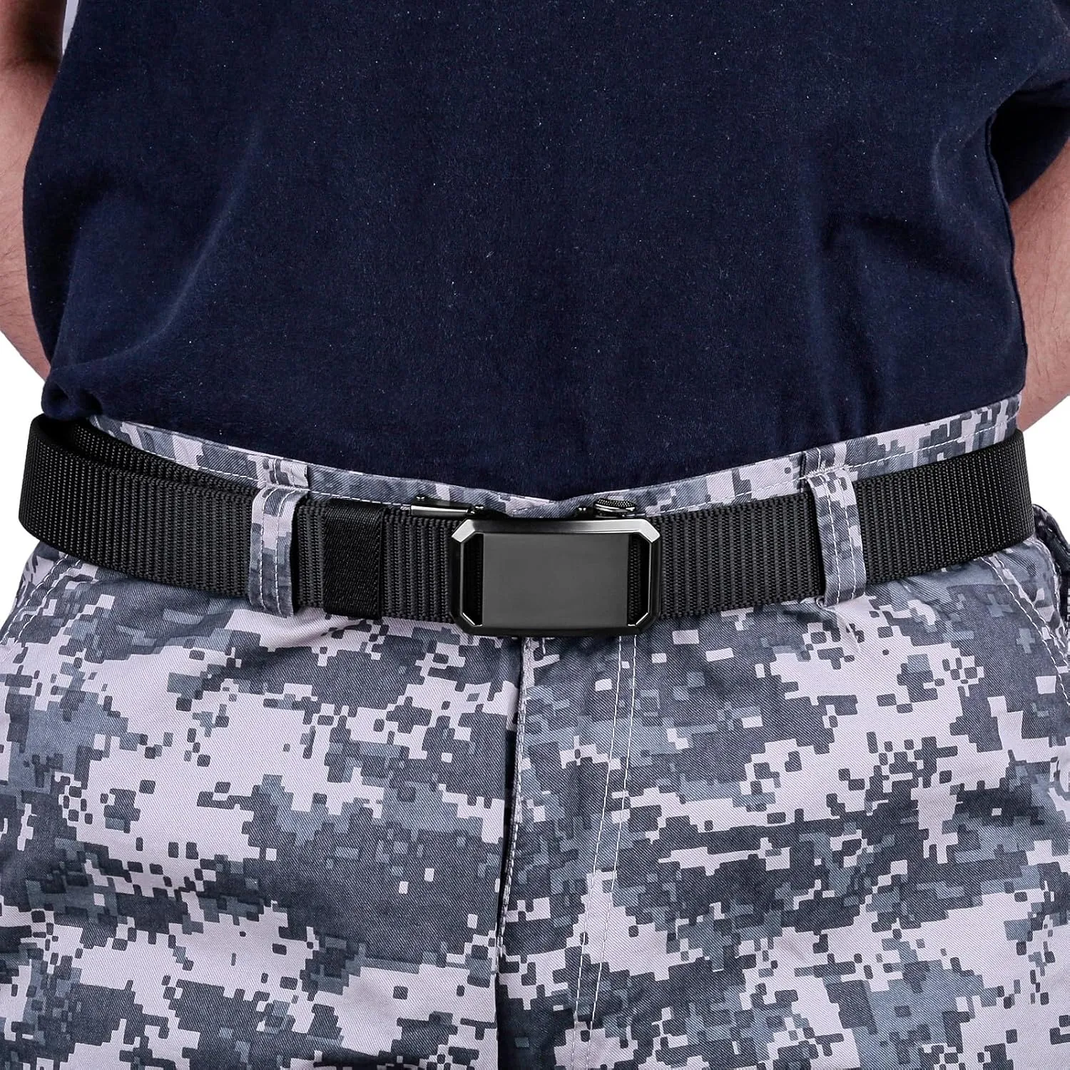 moonsix Nylon Web Belt for Men Casual Outdoor No Hole Webbing Belt with Removable Automatic Slide Buckle