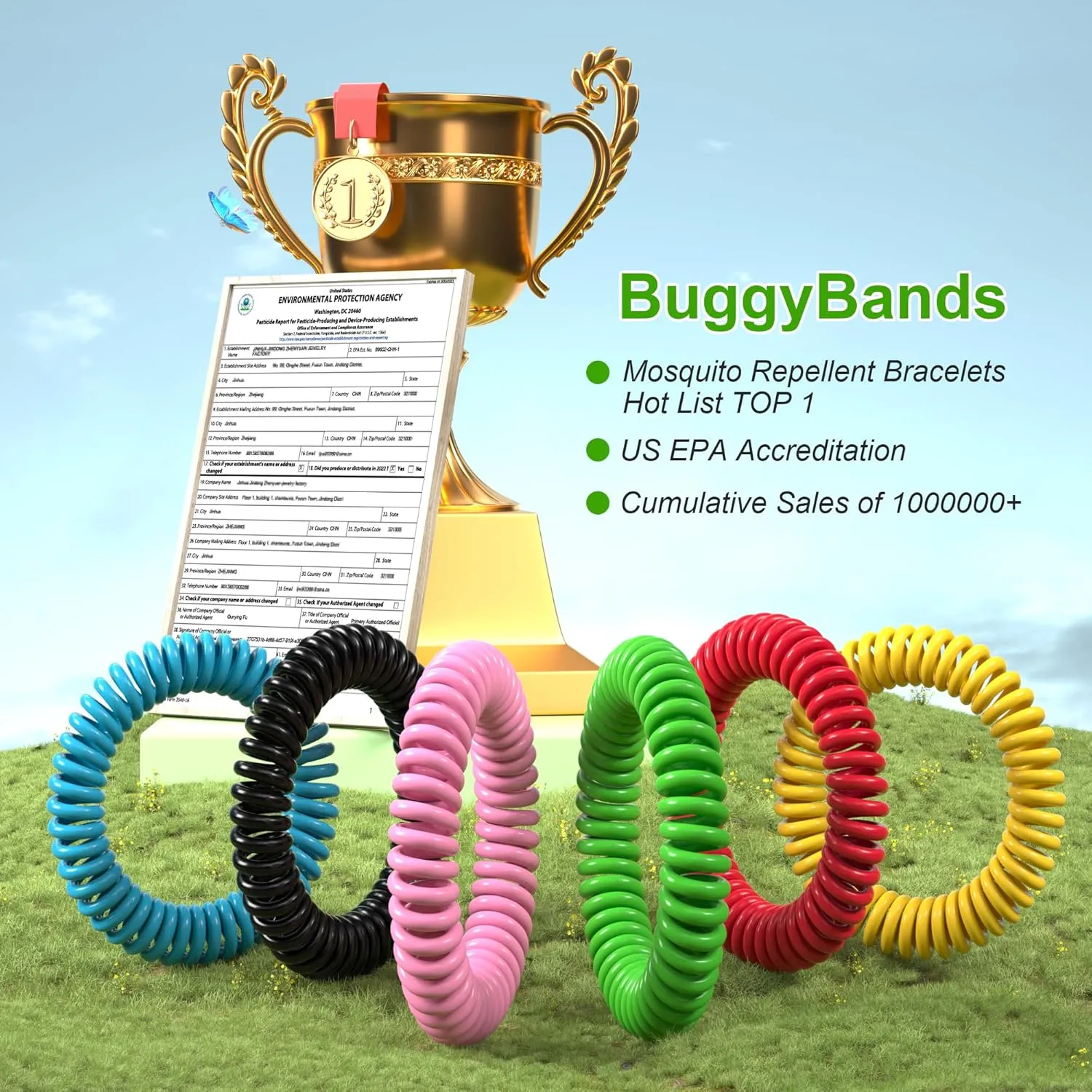 Mosquito Bracelets, 36 Pack Individually Wrapped Wristbands, DEET Free, Natural and Waterproof Bands, Camping Travel Essentials