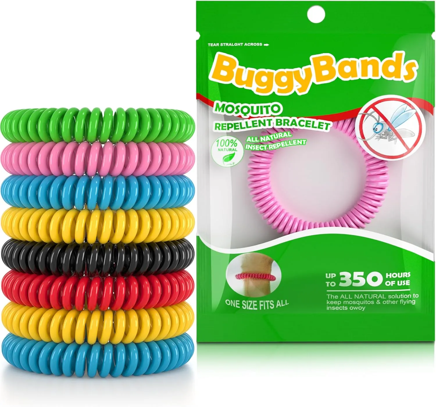 Mosquito Bracelets, 36 Pack Individually Wrapped Wristbands, DEET Free, Natural and Waterproof Bands, Camping Travel Essentials