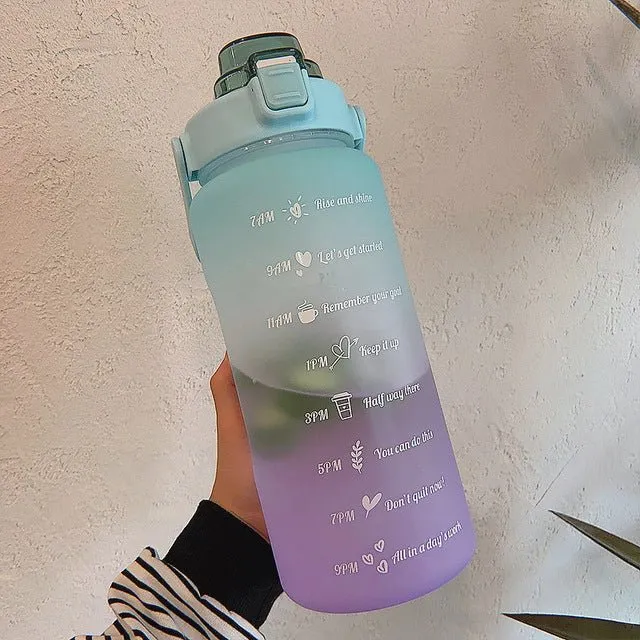 Motivational Leak-Proof Water Bottle with Time Marker and Straw for Fitness