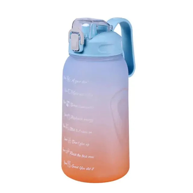 Motivational Leak-Proof Water Bottle with Time Marker and Straw for Fitness