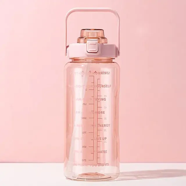 Motivational Leak-Proof Water Bottle with Time Marker and Straw for Fitness