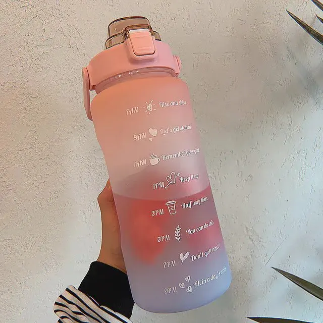 Motivational Leak-Proof Water Bottle with Time Marker and Straw for Fitness
