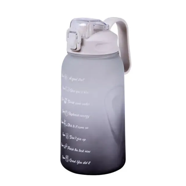 Motivational Leak-Proof Water Bottle with Time Marker and Straw for Fitness