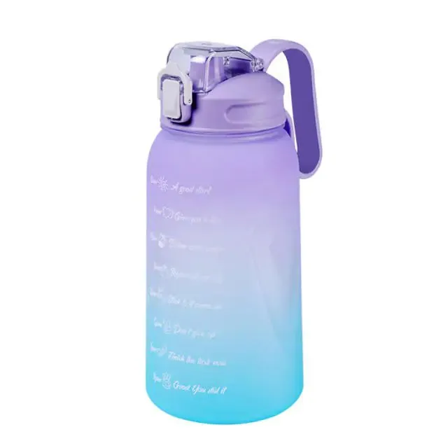 Motivational Leak-Proof Water Bottle with Time Marker and Straw for Fitness